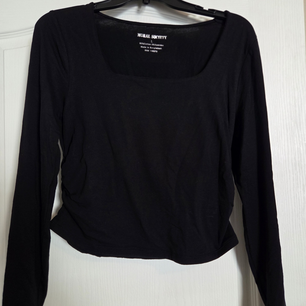 Society Elegant Black Long Sleeve Top